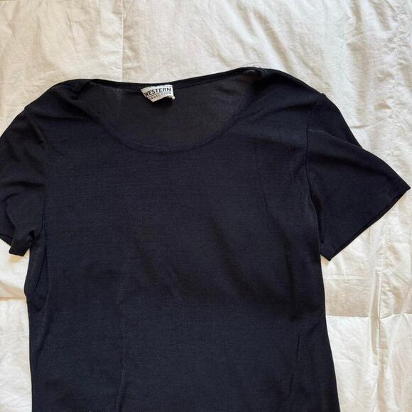 Vintage black basic slinky shirt western connection women’s med classic gothic - Picture 4 of 8